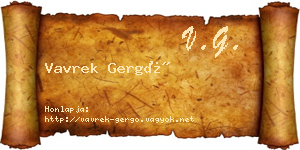Vavrek Gergő névjegykártya
